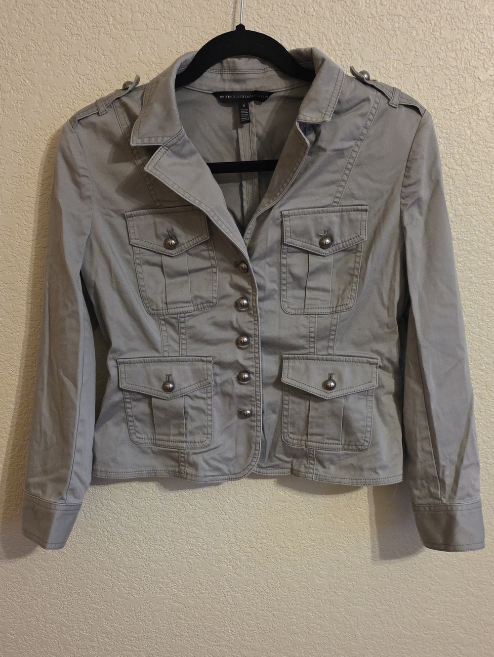Women's Light Gray Casual Military-Style Jacket